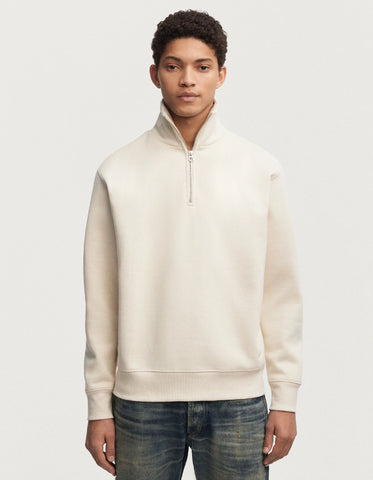 DENHAM ALDO HALF-ZIP SWEATER Cotton Blend - Classic Fit Natural