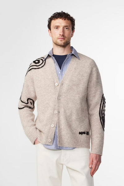 NN.07 Kyle Embroidered Cardigan Graubeige online kaufen